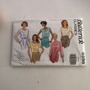 Butterick Classics  6598 sizes 12-14-16 Women's blouse pattern.